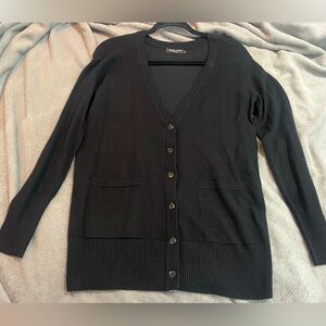 V-Neck Button Cardigan Sweater - Black